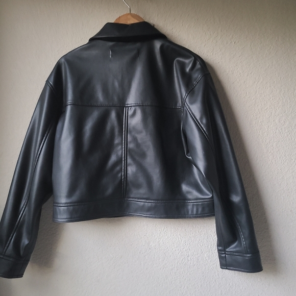 ZARA Black Faux Leather Jacket Women's Size S - Picture 3 of 10